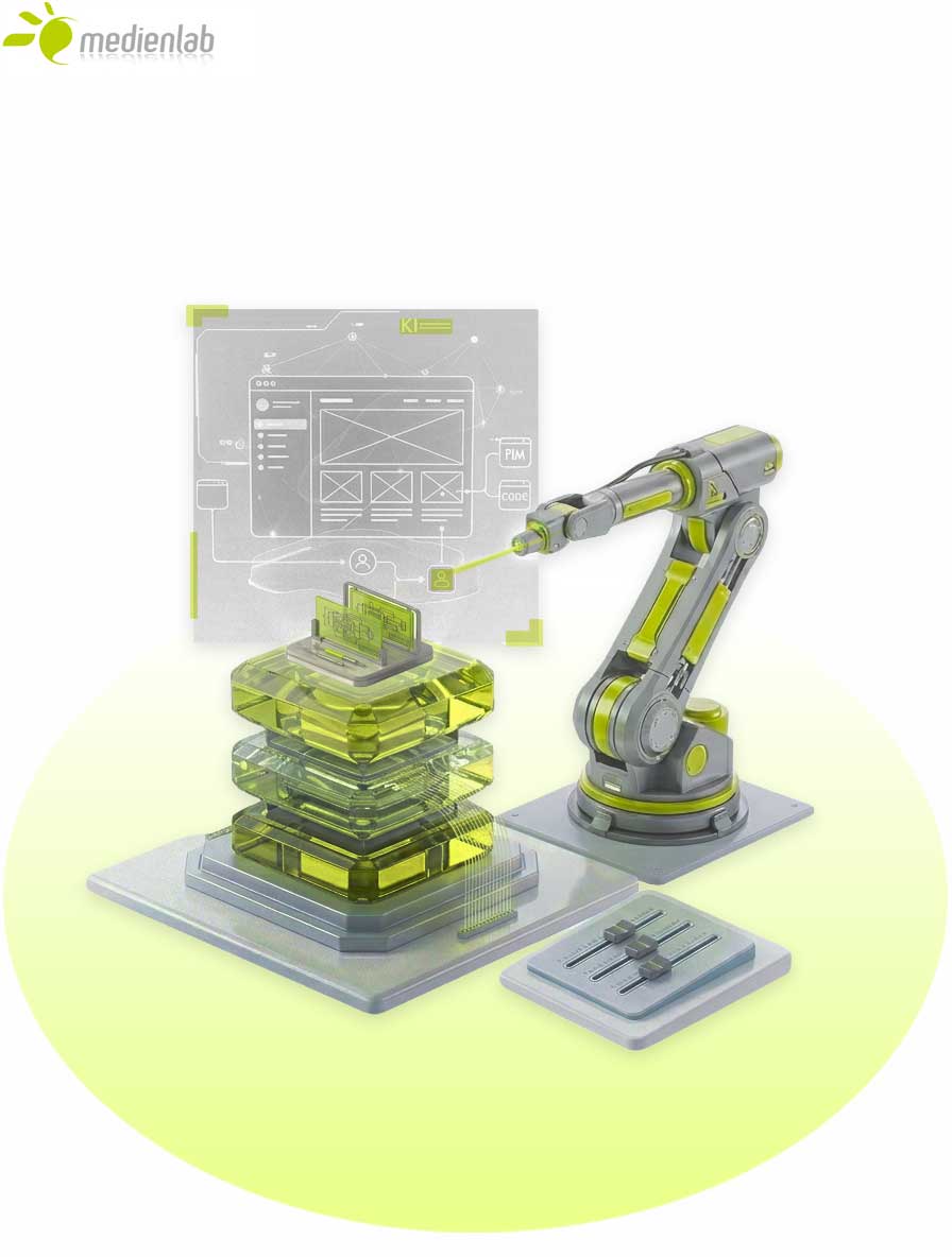 Abstrakte Darstellung vernetzter digitaler Systeme und Automation
